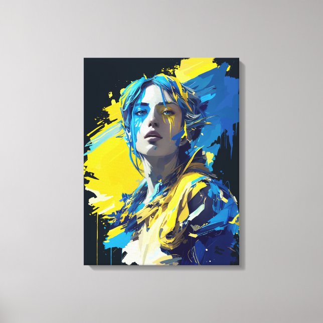 "Ukraina" Alarm. Vepen. Smärta. Canvastryck (Framsida)