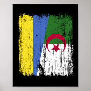 Ukraina Algeriet Halv Flagga Ukrainsk Algerisk Arv Poster
