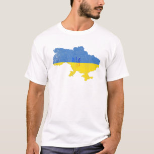 Ukraina Älskare Ukraina Karta Flagga T Shirt