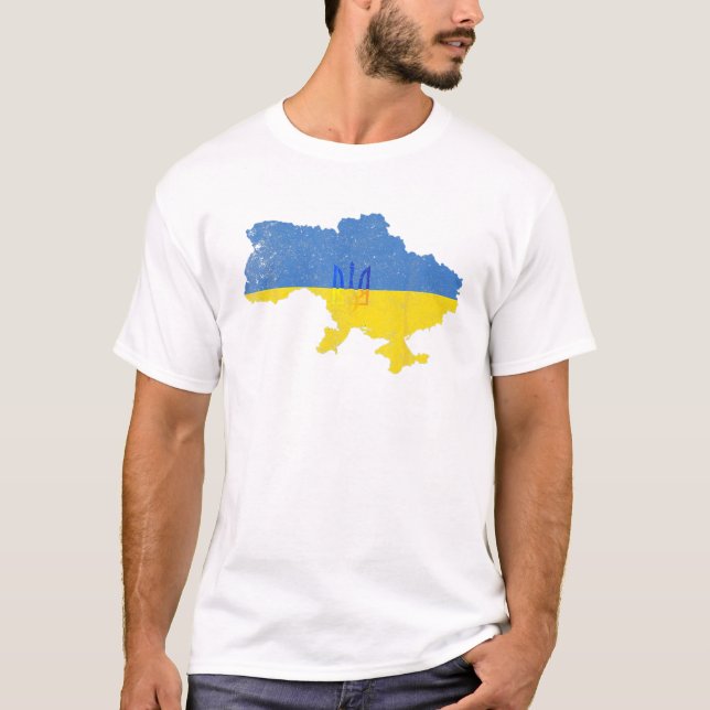 Ukraina Älskare Ukraina Karta Flagga T Shirt (Framsida)