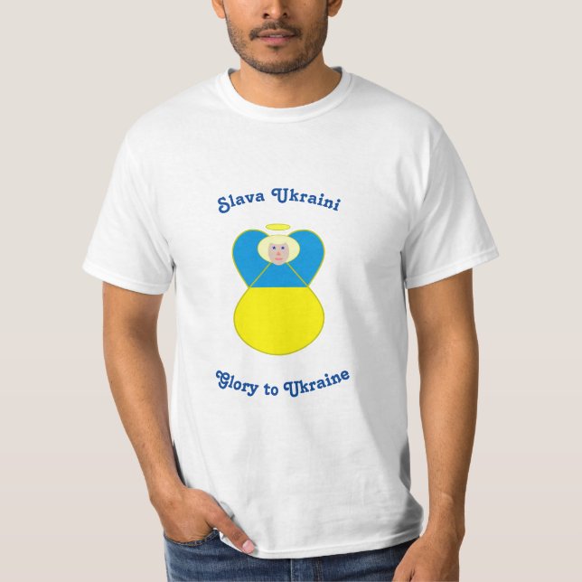 Ukraina Angel Slava Ukrainini Glory till Ukraina T Shirt (Framsida)