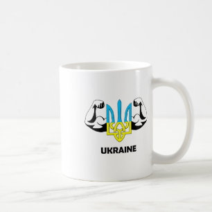 Ukraina Är Makt! Ukrainas Emblem. Treudd.  Kaffemugg