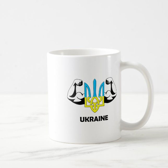 Ukraina Är Makt! Ukrainas Emblem. Treudd.  Kaffemugg (Höger)