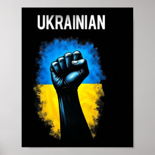 Ukraina Armé Flagga Trident Symbol Kraft Grepp Ukr Poster