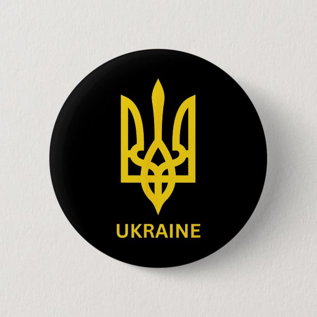 Ukraina Armé Trident Symbol Mitten Ukrainsk Zelen Knapp (Framsida)