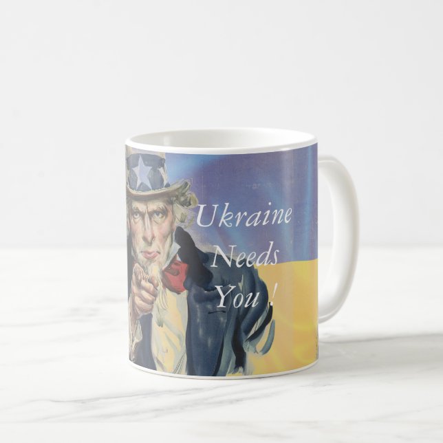 Ukraina behöver dig! kaffemugg (Framsida höger)