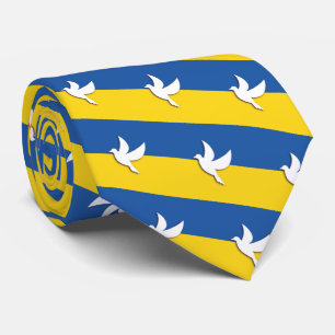 UKRAINA BICOLOR PEACE DOVE BLUE GULT FLAGGA TIE SLIPS