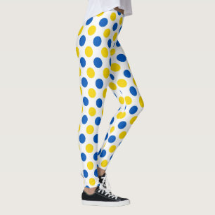 Ukraina Blue and Gult Flagga färg Polka dots Leggings