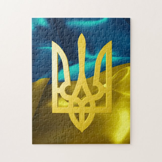 Ukraina Blue Gult Flagga Puzzle Pussel (Vertikal)