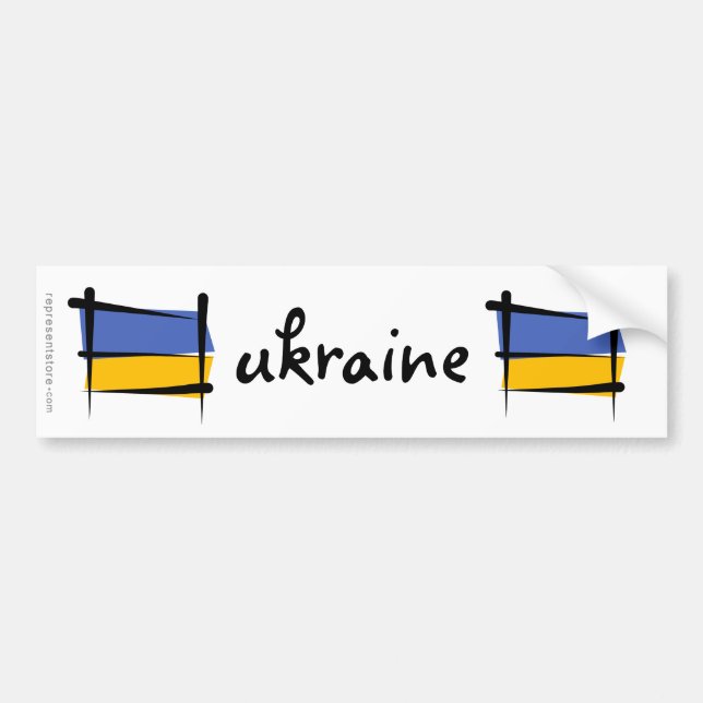 Ukraina borstar flagga bildekal (Framsidan)