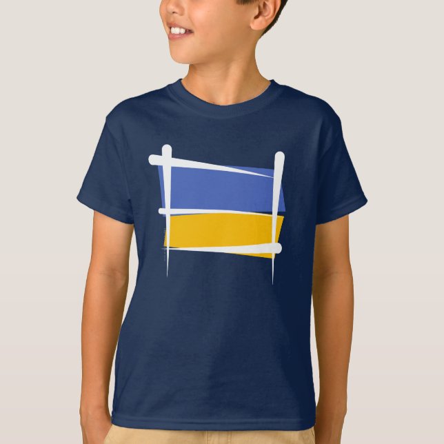 Ukraina borstar flagga tee shirt (Framsida)
