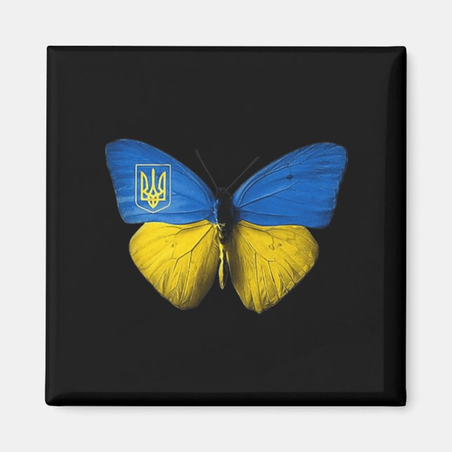 Ukraina Butterfly Ukraina Ukrainukrainska Flagga K Magnet (Framsidan)