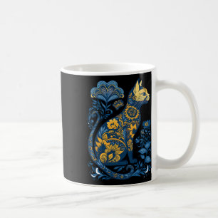 Ukraina Cat Blommigt Vintage Ukrainas Flagga och V Kaffemugg