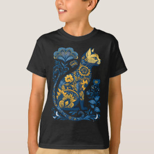 Ukraina Cat Blommigt Vintage Ukrainas Flagga och V T Shirt