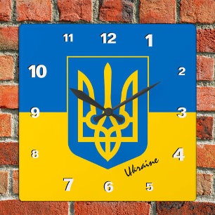 Ukraina Clock, patriotiskt hem, ukrainska Flagga Fyrkantig Klocka