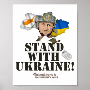 Ukraina Cypern Flaggor Selenskyj Stå Med Ukraina Poster