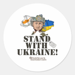 Ukraina Cypern Flaggor Selenskyj Stå Med Ukraina Runt Klistermärke