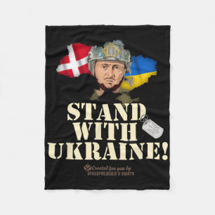 Ukraina Danmark Flaggor Slogan Stå Med Ukraina Fleecefilt