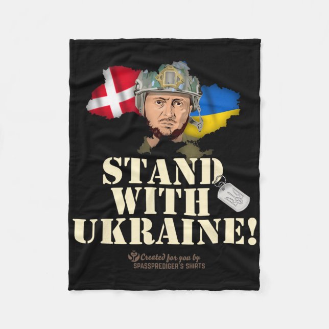 Ukraina Danmark Flaggor Slogan Stå Med Ukraina  Fleecefilt (Framsidan)