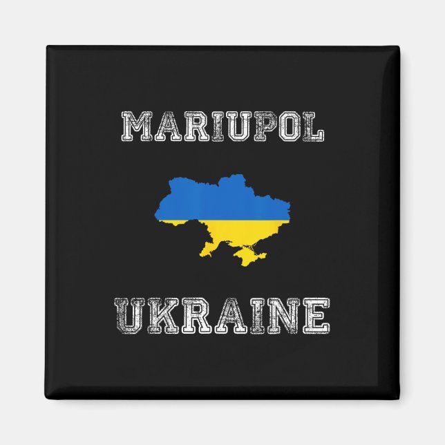 Ukraina Distressed Flag Mariupol Pride  Magnet (Framsidan)