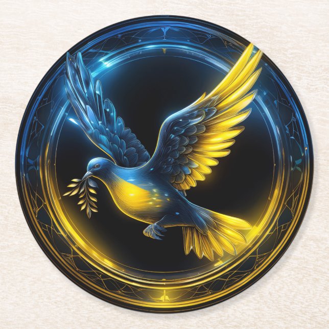 Ukraina Dove of Peace Underlägg Papper Rund (Framsidan)