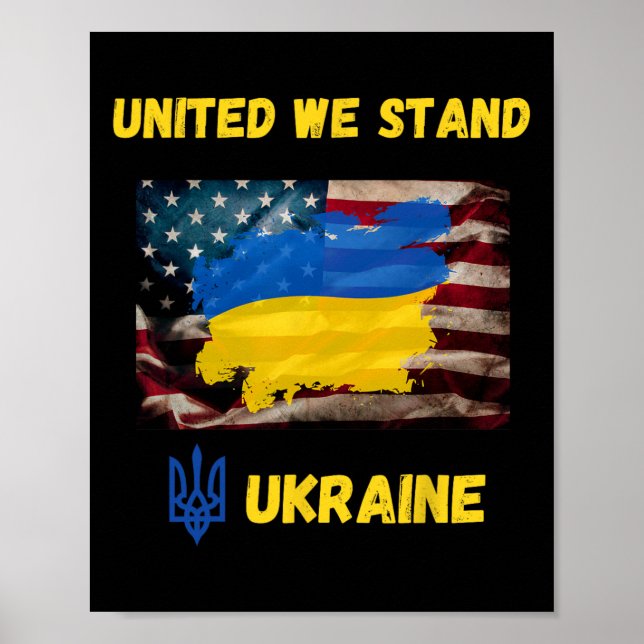 Ukraina Enade Står Vi Amerikan Vänskap Flagga Poster (Framsidan)