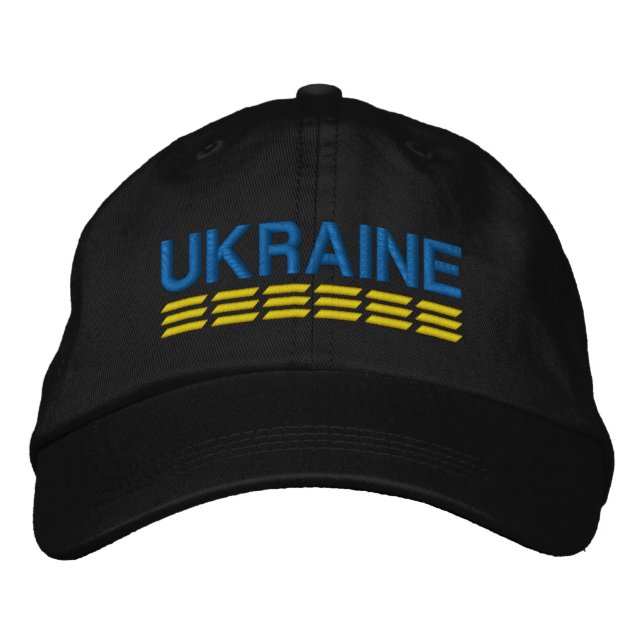 UKRAINA Färg Blue och Gult på svart Broderad Keps (Framsida)