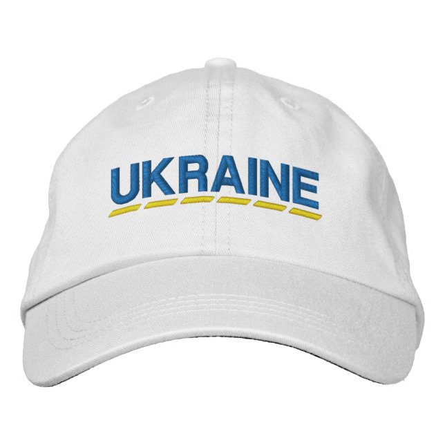 UKRAINA Färgad Blue och Gult on White Broderad Keps (Framsida)