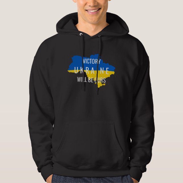 Ukraina Färger Seger Overlay Svart Hoodie (Framsida)