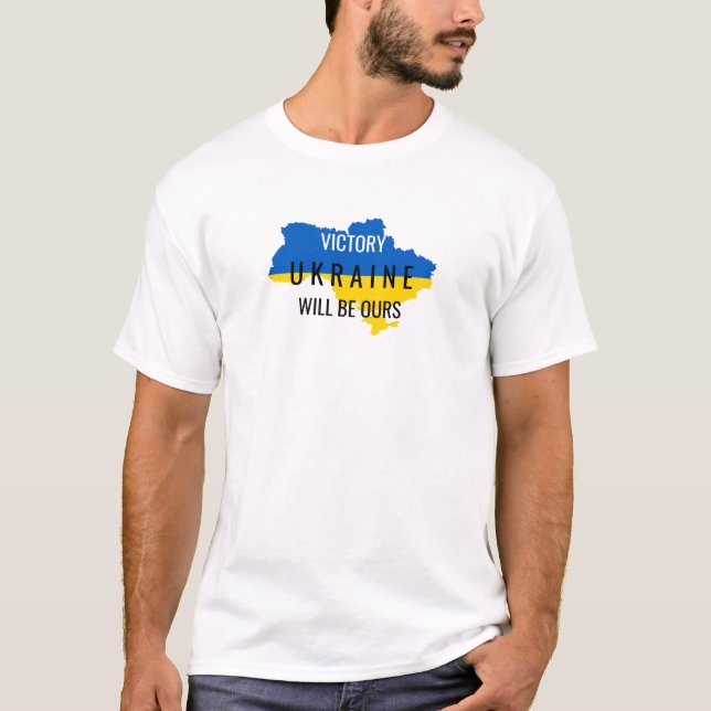 Ukraina Färger Seger Overlay Vit T-Shirt (Framsida)