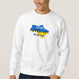 Ukraina Färger Seger Overlay Vit Tröja Lång Ärmad Tröja