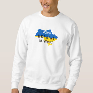 Ukraina Färger Seger Overlay Vit Tröja Lång Ärmad Tröja