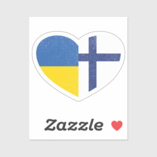 Ukraina, Finland, finska Heart Kärlek Flagga Klistermärken
