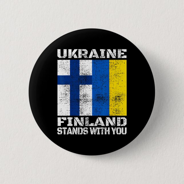 Ukraina Finland Står Med Dig Finsk Stöd Knapp (Framsida)