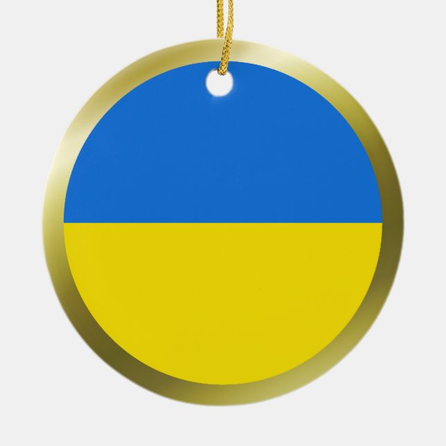 Ukraina flagg prydnad julgransprydnad keramik (Framsidan)