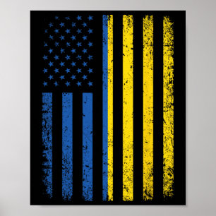 Ukraina Flagga 4 Juli Usa Ukrainsk Flagga Kvinnor Poster