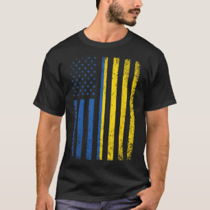 Ukraina Flagga 4 Juli Usa Ukrainsk Flagga Kvinnor T Shirt