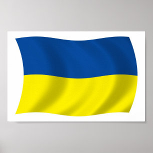 Ukraina Flagga Affisch Print
