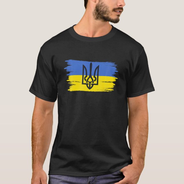 Ukraina Flagga American Flagga Support Ukraina T Shirt (Framsida)