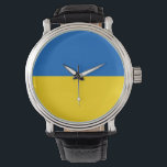 Ukraina Flagga Armbandsur<br><div class="desc">Det ukrainska flagga är en vågrät bicolor. Den använda färgen i flagga är blå,  gult. Andelen ukrainska flagga är 2:3. Ukrainas Flagga antogs 1992. Den första användan i den nuvarande flagga var 1848. Den senaste ändringen av den nuvarande utformningen av den ukrainska flagga gjordes 1918.</div>