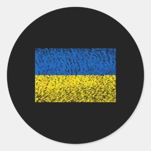 Ukraina flagga blå gul patriotisk stöttning distre runt klistermärke
