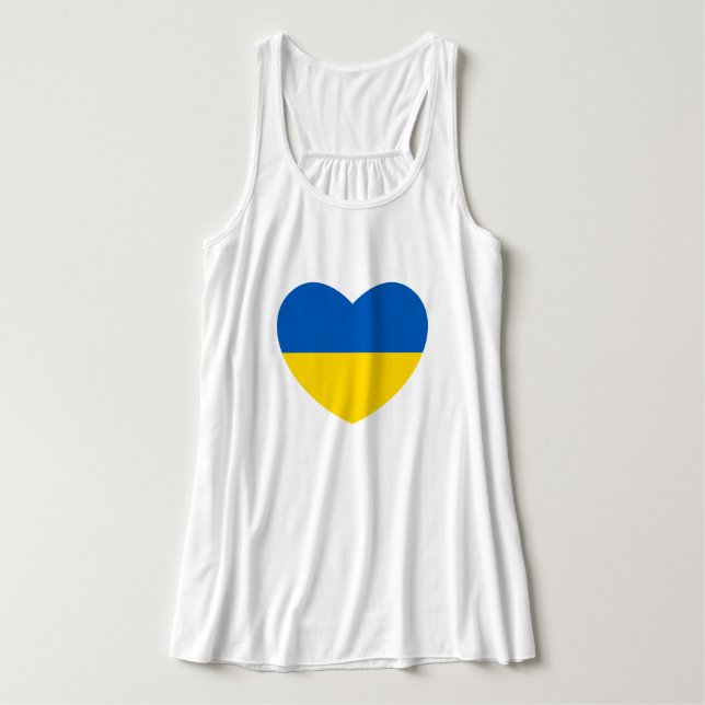 Ukraina Flagga Blue and Gult Heart Linne Med Racerback (Design framsida)