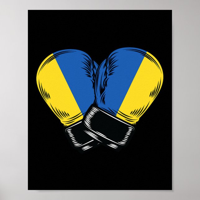 Ukraina Flagga Boxning Boxare Ukrainsk Flagga  Poster (Framsidan)