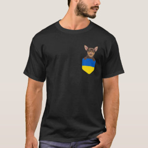 Ukraina Flagga Brown Chihuahua Hund in Pocket T Shirt
