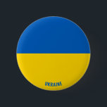 Ukraina Flagga Charming Patriotic Button Knapp<br><div class="desc">Ukrainas Flagga Charming Patriotic Button med den ukrainska flagga tryckt över hela knappen. Land namn är delvis integrerat i utformningen på grund. Anpassadet Text är fullt ut med funktionen "Anpassa den!". Denna vackra ukrainska knapp är snyggtens gåva till alla tillfälle. © LänderAvVärlden</div>