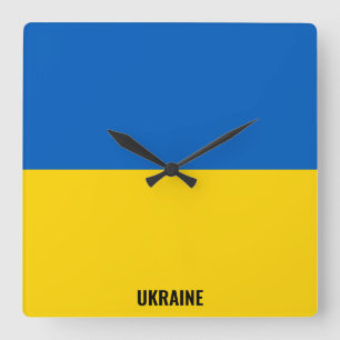 Ukraina Flagga Dazzling Patriotic Fyrkantig Klocka