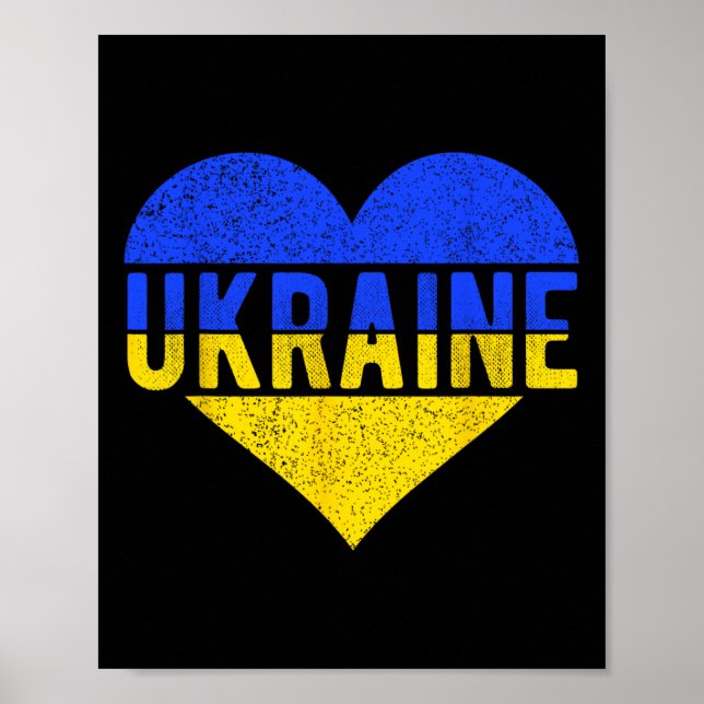Ukraina Flagga Design - Hjärta  Poster (Framsidan)