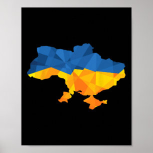 Ukraina Flagga Emblem Karta Patriot För Män Och Kv Poster
