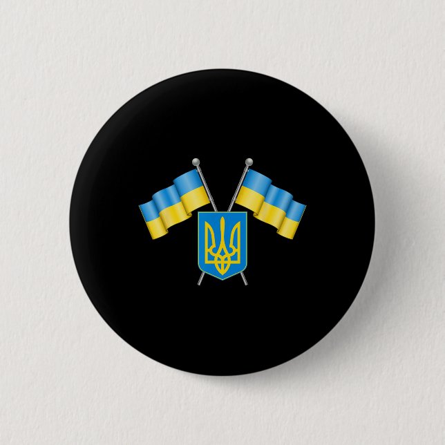 Ukraina Flagga Emblem Vapen National Emblem Ukrain Knapp (Framsida)