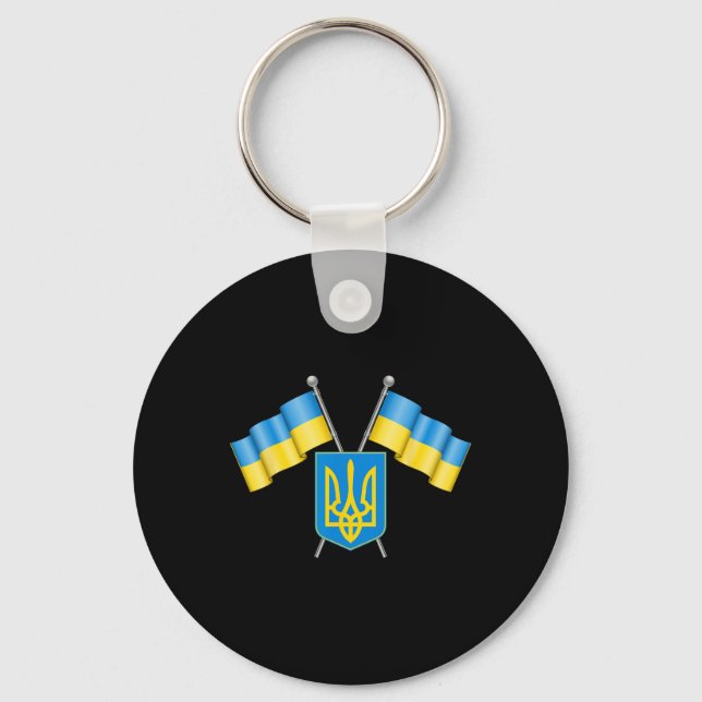 Ukraina Flagga Emblem Vapen National Emblem Ukrain Nyckelring (Framsida)